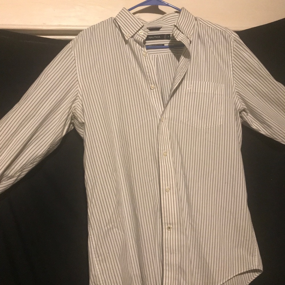 Striped nautica collared dress shirt